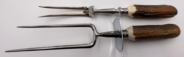 Asprey 3-Tiered Fitted Boxed 29-Piece Set of Antler-Handled Steak and Carving Set in New Condition