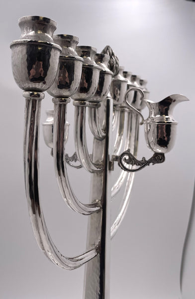 Georg Jensen Style Sterling Silver Unique Hammered Menorah