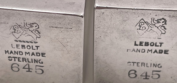 Pair of Lebolt Sterling Silver Hammered Salt & Pepper Shakers in Arts & Crafts Style