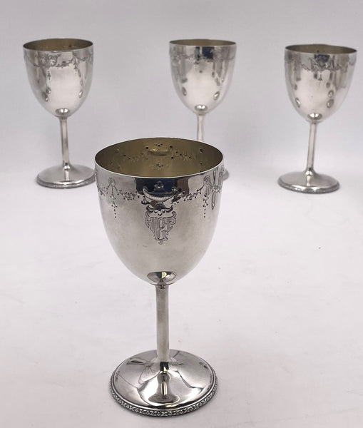 Set of 12 International Sterling Silver Goblets on Matching Tray