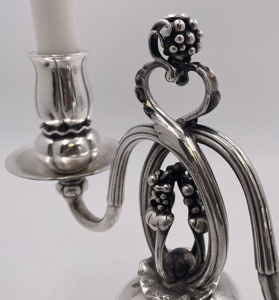 Pair of Georg Jensen Sterling Silver 2-Light Candelabra #324 Pomegranate