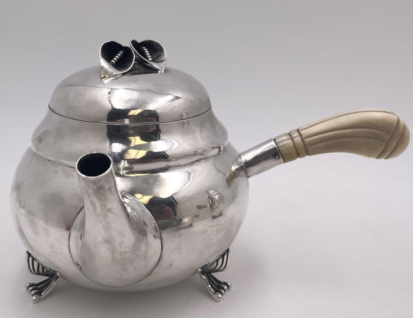 DeMatteo (?) Georg Jensen Blossom Style Sterling Silver 4-Piece Tea & Coffee Set