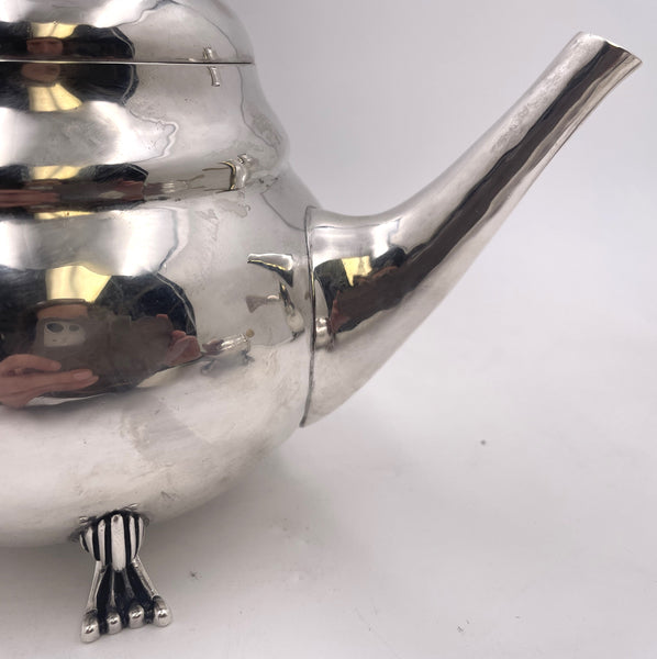 DeMatteo (?) Georg Jensen Blossom Style Sterling Silver 4-Piece Tea & Coffee Set