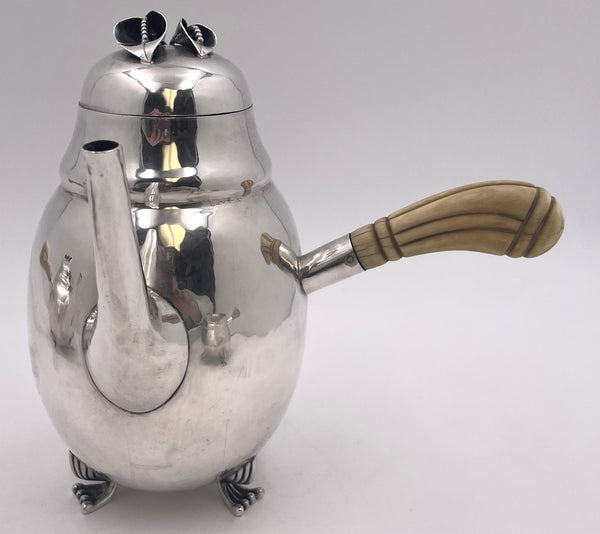 DeMatteo (?) Georg Jensen Blossom Style Sterling Silver 4-Piece Tea & Coffee Set