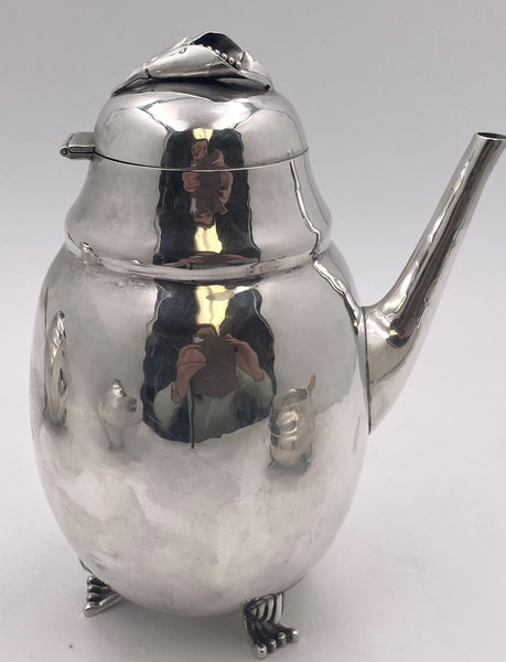 DeMatteo (?) Georg Jensen Blossom Style Sterling Silver 4-Piece Tea & Coffee Set