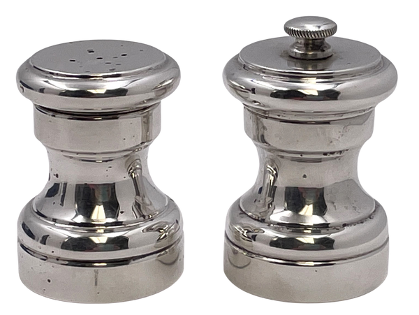 Cartier Sterling Silver Salt Shaker & Pepper Mill in Mid-Century Modern Style