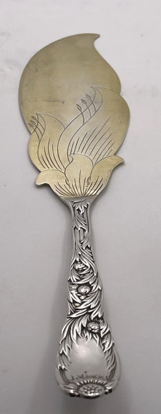 Tiffany & Co. Gilt Sterling Silver Fish Slice/ Server in Chrysanthemum Pattern