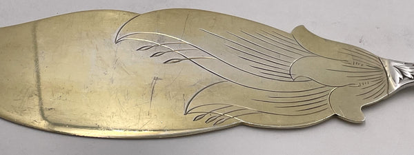 Tiffany & Co. Gilt Sterling Silver Fish Slice/ Server in Chrysanthemum Pattern
