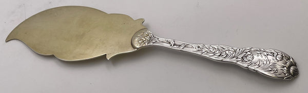 Tiffany & Co. Gilt Sterling Silver Fish Slice/ Server in Chrysanthemum Pattern