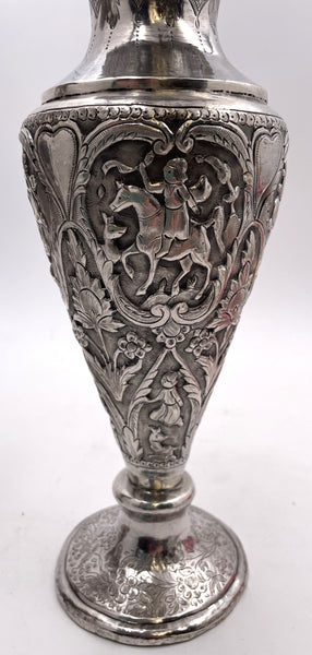 Pair of South Asian Silver Vases from Late 19th Century