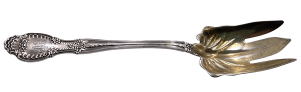 Tiffany & Co. Gilt Sterling Silver Salad Serving Fork in Richelieu Pattern