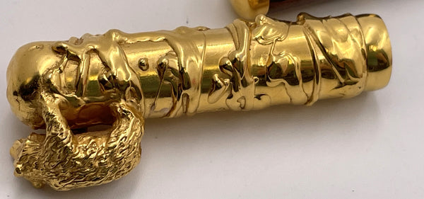 Michel Audiard "Wild Kingdom" Gilt Sterling Silver and Wood Limited Edition Fountain Pen