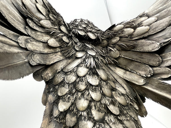 Rare Gianmaria Buccellati Monumental Sterling Silver Eagle Sculpture on Jasper Rock