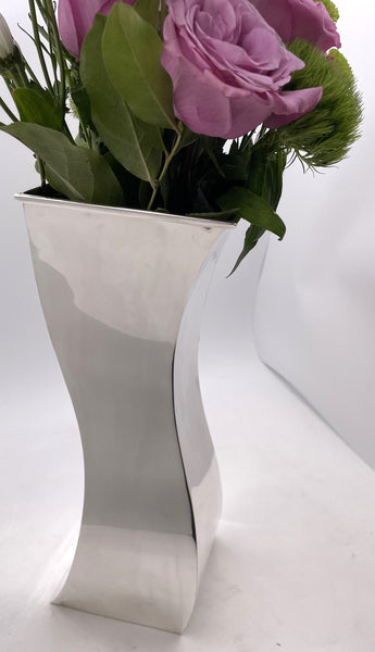 Italian Sterling Silver Vase in Mid-Century Modern Style