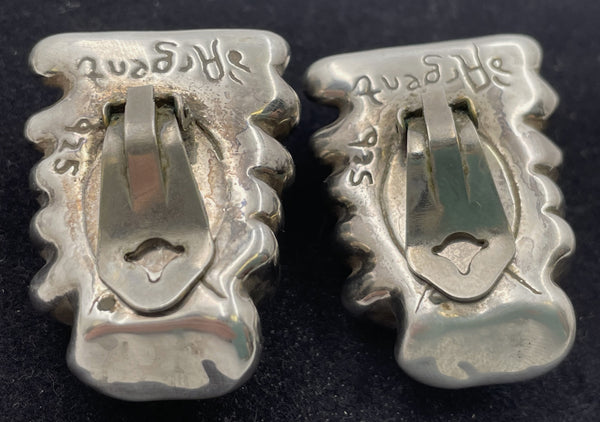 Pair of Sterling Silver Earrings in Mid-Century Modern Style