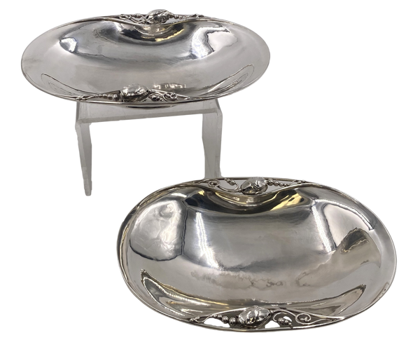 Georg Jensen Pair of Sterling Silver Oval Bowls in Blossom Pattern #2B