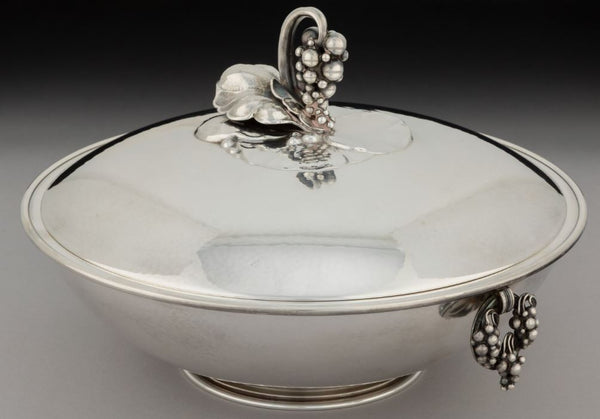 Georg Jensen No. 408E Silver Grape Motif Covered Two-Handle Vegetable Tureen