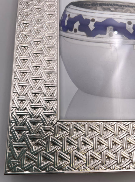 Del Conte Sterling Silver Picture Frame with Basket Weave Design