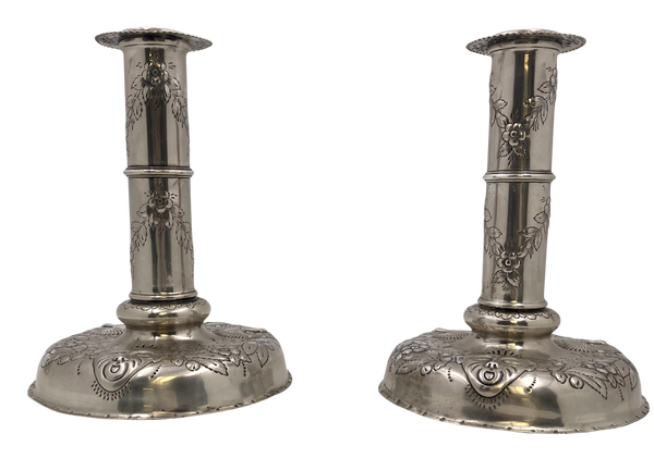 Pair of Gorham Sterling Silver Candlesticks with Circus Heads