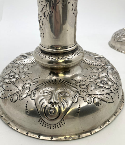 Pair of Gorham Sterling Silver Candlesticks with Circus Heads