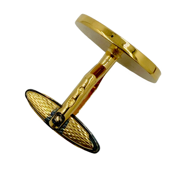 Dunhill Black Enamel and Gilt Sterling Silver Cufflinks