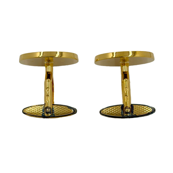 Dunhill Black Enamel and Gilt Sterling Silver Cufflinks