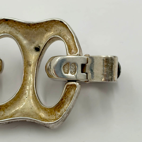 Sterling Silver & Bone Bracelet in Mid-Century Modern Style
