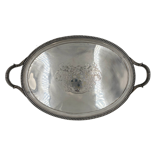 John Mewburn English Sterling Silver Georgian Tray from 1814