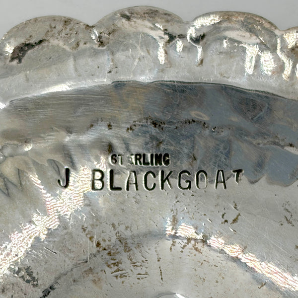 Vintage Navajo Sterling Silver Belt Buckle Signed J Blackgoat
