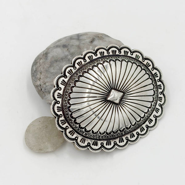 Vintage Navajo Sterling Silver Belt Buckle Signed J Blackgoat