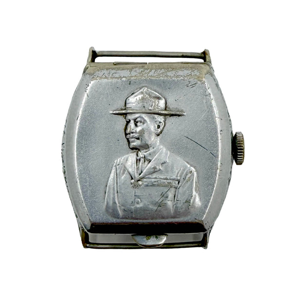 Lord Baden-Powell Boy Scout Founder Be Prepared Silver Swiss Watch