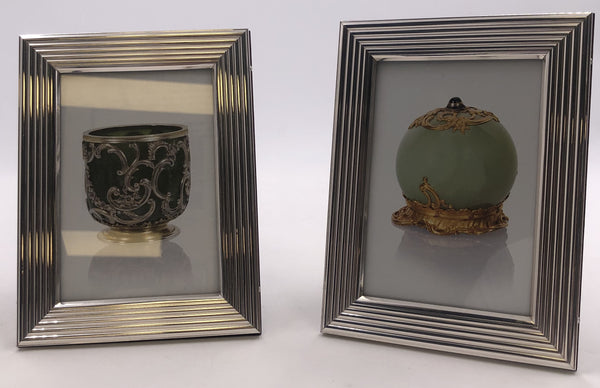 Pair of Del Conte Sterling Silver Picture Frames in Mid-Century Modern Style