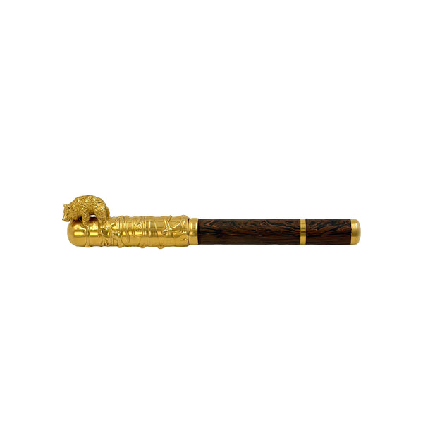 Michel Audiard "Wild Kingdom" Gilt Sterling Silver and Wood Limited Edition Fountain Pen