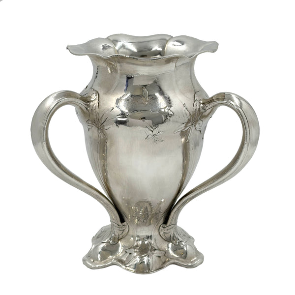 Gorham 0.9584 Silver Martelé Three-Handled Vase in Art Nouveau Style