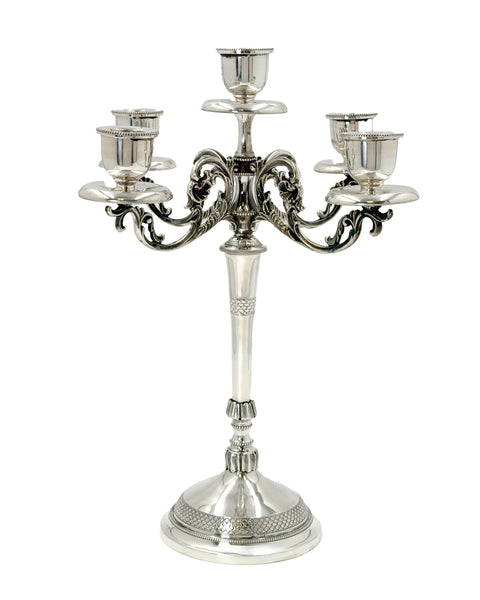 Pair of Italian Silver 5-Light Candelabra