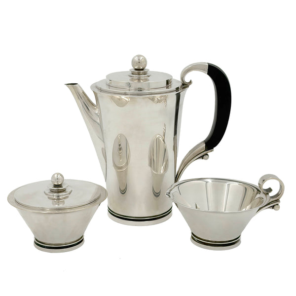 Georg Jensen by Nielsen Sterling Silver 4-Piece Coffee Set Pyramid Pattern #600