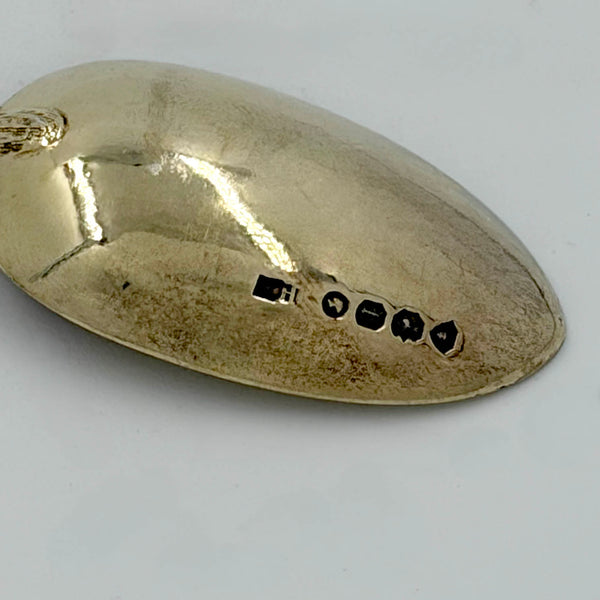 Francis Higgins English 1865 Gilt Sterling Silver Spoons and Tongs with Leaves