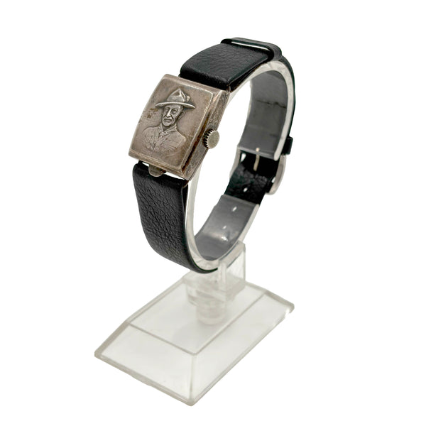 Sir Baden Powell Boy Scout Founder Be Prepared Swiss Silver Watch With Leather Band