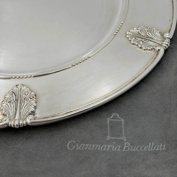 Rare Gianmaria Buccellati Set of 8 Sterling Silver Chargers in Laura Pattern