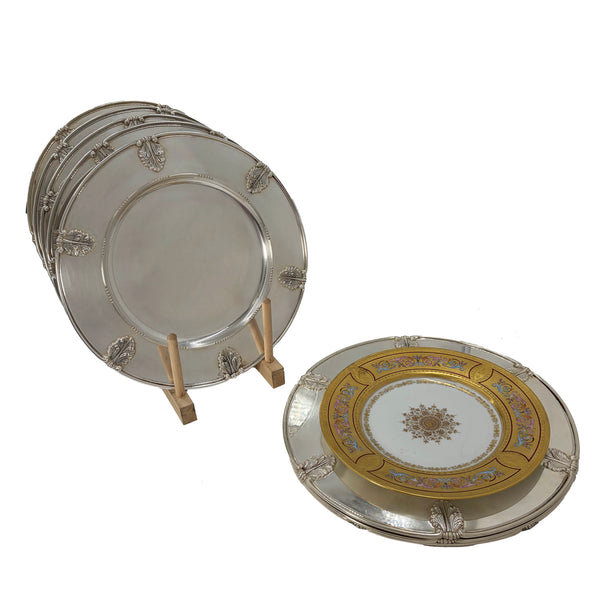 Rare Gianmaria Buccellati Set of 8 Sterling Silver Chargers in Laura Pattern