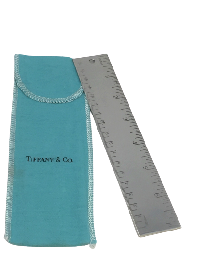 Tiffany & Co. Silver Metric Ruler in Classic Tiffany-Blue Pouch