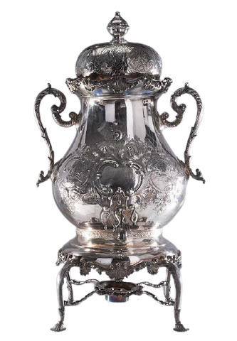 Monumental Silver Tea Urn Samovar in Victorian Style