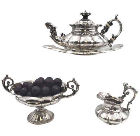 4-Piece 19th Century Continental Silver Demitasse Tea Service