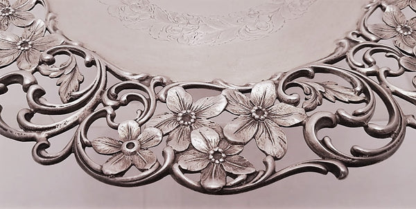 Roger Williams Sterling Silver Floral Plate Dish