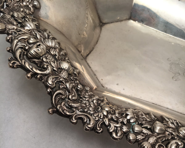 Sterling Silver Floral Bread Dish