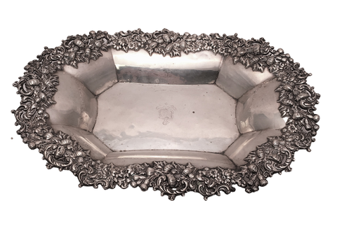 Sterling Silver Floral Bread Dish