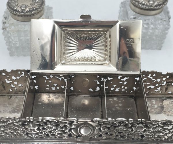 Gorham Sterling Silver 1886 Table Top Double Inkwell