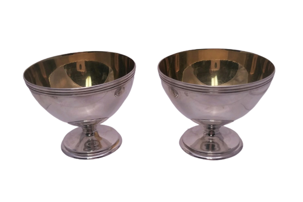 Two Large Tiffany & Co. Salt Cellars in Sterling Silver With Gold Wash