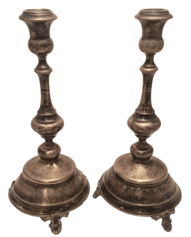 Pair of Austrian Continental Silver Candlesticks