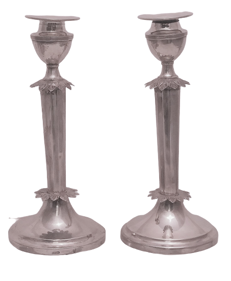 Pair of Art Deco Style Silver Candlesticks